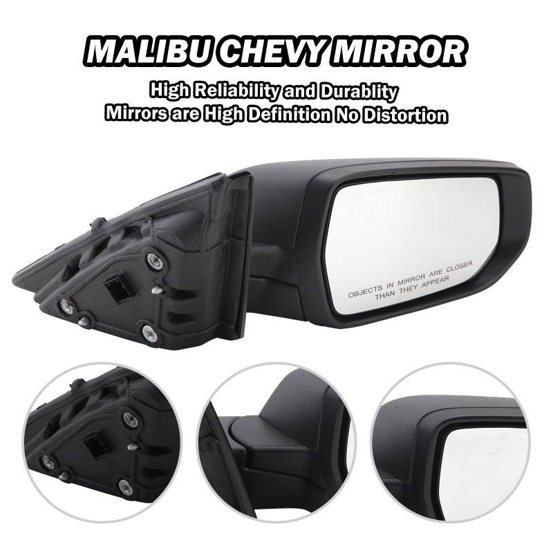 MOFOAP Passenger Side View Mirror Compatible with Chevy Malibu 2016 2017 2018 2019 2020 2021 2022 Mirrors Non Heated Without Signal Light Manual Folding Right - Image 3
